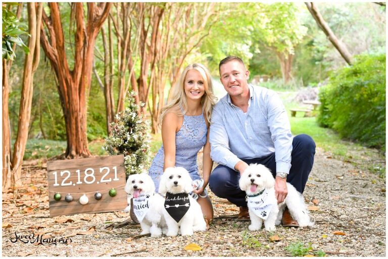 This Waco engagement session with a beautiful couple and their three furbabies was so much fun!