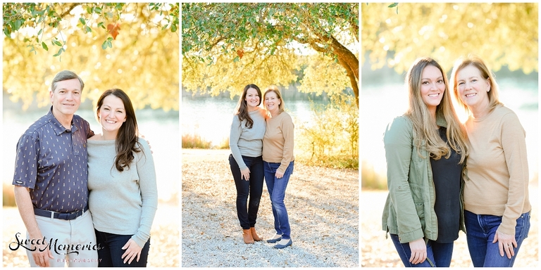 Individual shots between the two daughters and their parents.