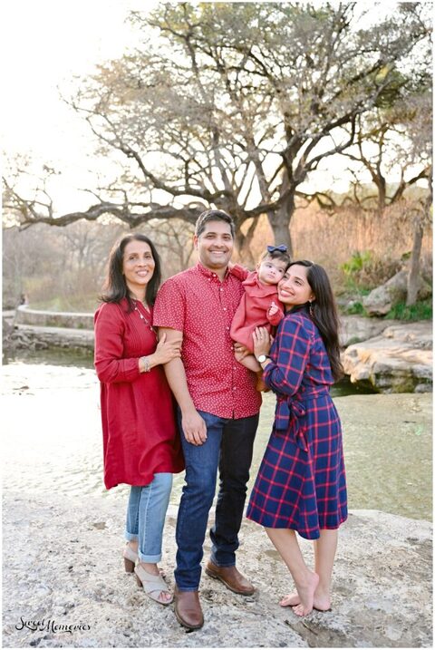 Family pictures at Bull Creek District Park in Austin, Texas