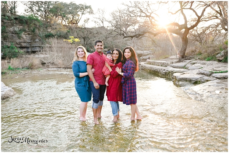 Family pictures at Bull Creek District Park in Austin, Texas